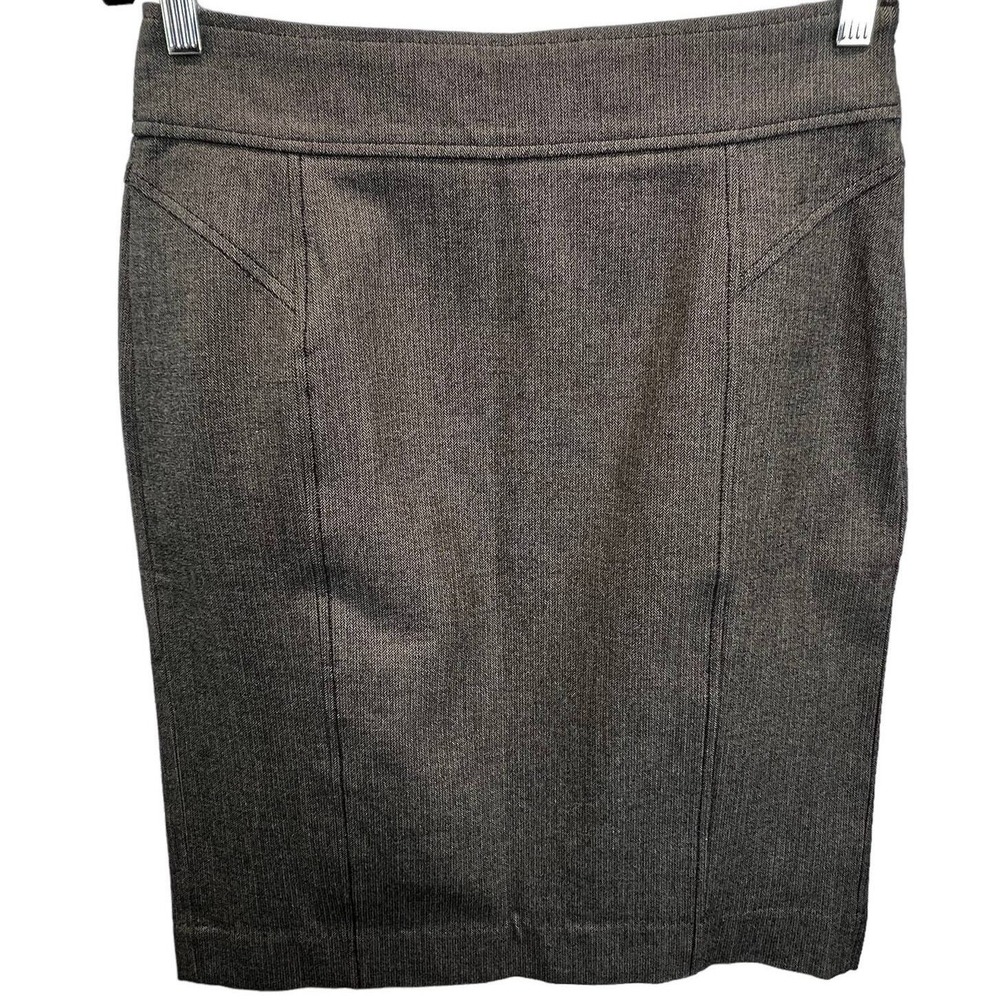Banana Republic Pencil Skirt Herringbone Knee Length Stretch Grey Womens Size 6